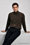 Men's Regular Fit Dark Brown Winter Cardigan with Zipper Pockets - 5