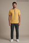 Yellow Men's Paris Printed Crew Neck Loose Fit T-Shirt