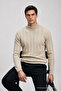 Men's Knitwear Long Sleeve T-Shirt Striped Cream Turtleneck Sweater - 3