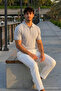 Men's Patterned Casual Knitwear Gray Polo Neck t Shirt - 5