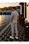Men's Textured Premium Fabric Loose Gray Polo Collar T-Shirt - 5
