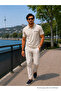 Men's Comfort Beige Polo Neck T-Shirt with Pockets - 4