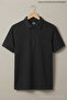 Black Men's Slim Fit Pique Short Sleeve Polo Collar T-Shirt - 5