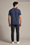 Navy Blue Men's Proud Minds Printed Crew Neck Loose Fit T-Shirt - 4