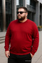 Men's Casual Plus Size Loose Burgundy Long Sleeve T-Shirt - 2