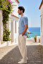 Men's Trend Blue Polo Zippered Knitwear T-Shirt - 3