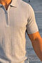 Men's Patterned Casual Knitwear Gray Polo Neck t Shirt - 6