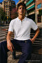 Men's Striped Zippered Trendy White Polo Collar t Shirt - 5