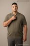 Men's Plus Size Relax Khaki Knitwear Polo Neck T-Shirt