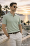 Men's Trend Green Polo Zippered Knitwear T-Shirt - 4