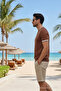Men's Summer Trend Short Sleeve Knitwear Brown T-Shirt - 4