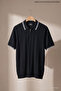Men's Trend Striped Premium Black Polo Neck T-Shirt - 4