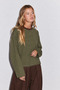 Women's Green Brown Striped Crew Neck Oversize Sweatshirt - 4