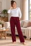 Women's Burgundy Fleece Pocket Winter Thick Sleepwear Bottoms