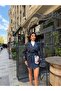 Imported Cashmere & Denim Fabric Belted Sleeve Belt Detail Lined Design Trench Coat - 3