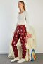 Teddy bear patterned suede pajama bottoms with elastic waist - 3