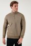 Cotton Regular Fit Half Zipper Stand Collar Ribbed Sweat Men's Sweat 59052592 - 6