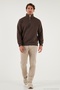 Cotton Regular Fit Half Zipper Stand Collar Ribbed Sweat Men's Sweat 59052592 - 2