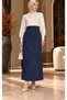 Fabric Pencil Skirt Navy Blue - 2
