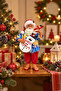 Hawaiian Shirted Santa Claus with Guitar Decoration 28 cm - 5