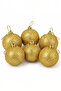 Christmas Pine Tree Ornament Shiny Gold Glitter Cici Ball 7cm Set of 6 - 2