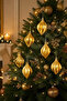 Christmas Pine Tree Ornament Shiny Gold Drop Cici Ball 9 cm Set of 6