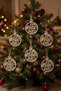 Christmas Tree Ornament Wooden Pine Tree Set of 6