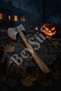 Halloween Wooden Look Axe with Handle