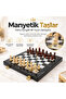 Wooden magnetic chess set 29cm marble pattern foldable special slot premium luxury chess set - 3