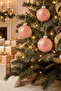 Christmas Pine Tree Ornament Shiny Special Gold Striped Holiday Cici Ball 8cm Set of 3 - 4