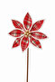 Christmas Pine Tree Ornament Ponsetia Flower Large Red White Edged - 5