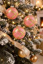Christmas Pine Tree Ornament Shiny Special Gold Striped Holiday Cici Ball 8cm Set of 3 - 3
