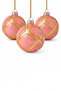 Christmas Pine Tree Ornament Shiny Special Gold Striped Holiday Cici Ball 8cm Set of 3 - 6