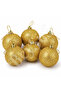 Christmas Pine Tree Ornament Shiny Gold Glitter Cici Ball 7cm Set of 6 - 4