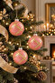Christmas Pine Tree Ornament Shiny Special Gold Striped Holiday Cici Ball 8cm Set of 3 - 5
