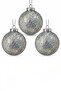Christmas Pine Tree Ornament Shiny Special Silver Glitter Holiday Cici Ball 8cm Set of 3 - 5