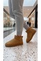 Women's Stoned Tan Ultra Mini Suede Boots with Fur Inside 3 cm Byndum01 - 6