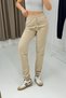 Beige Two-Thread Stretch Fabric, Elasticated Cuffs, Comfortable Fit, Daily Use Sweatpants Trousers - 3