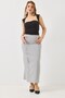 Gray Woven Fabric High Waist Comfortable Cut Practical Daily Use Maxi Length Skirt - 2