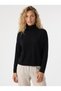 Black Stretchy Fabric Turtleneck Long Sleeve Casual Comfortable Fit Knitted Sweater - 2