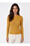 Mustard Knitwear Knitted Fabric Crew Neck Long Sleeve Slim Fit Ribbed Textured Sweater - 2