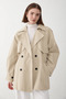 Women's Stone Double-Breasted Collared Lined Trench Coat - 3