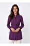 Plum Aerobin Fabric High Collar Long Sleeve Cuffed Belt Detailed Straight Cut Tunic - 2
