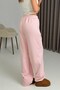 Pink Stretchy Fabric High Waist Adjustable Elastic Detailed Plus Size Trousers - 4