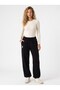 Black Stretchy Fabric, Elastic Waist, Draped Legs, Comfortable Cut, Casual Sweatpants - 2