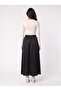 Black Shiny Satin Fabric Flexible Elastic Waist Comfortable Cut Flared Form Long Flowing Skirt - 3