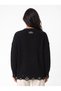 Black Knitwear Textured Crew Neck Oversize Low Shoulder Knitted Sweater with Ripped Detail - 3