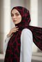 Crepe Stone Patterned Black - Red Color 75X195 Non-Shedding Shawl - 4
