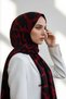 Crepe Stone Patterned Black - Red Color 75X195 Non-Shedding Shawl - 5