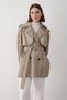 Women's Khaki Double Breasted Collar Trench Coat - 4